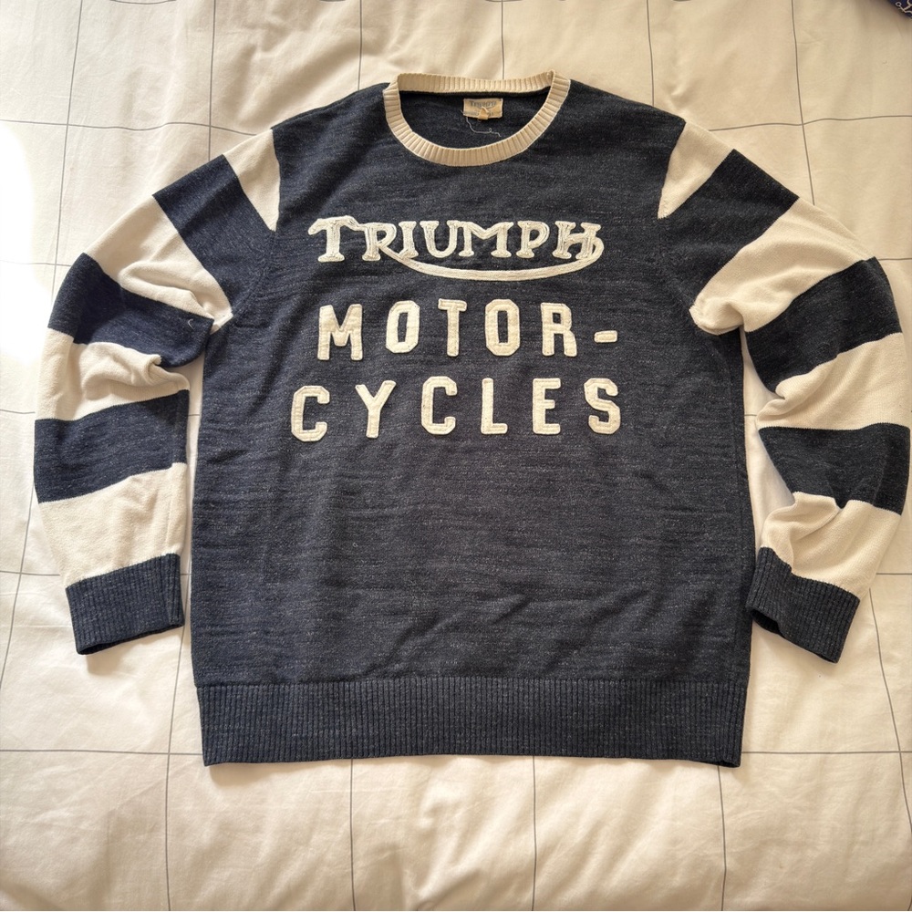 Lucky Brand Navy and Cream Crewneck Sweater